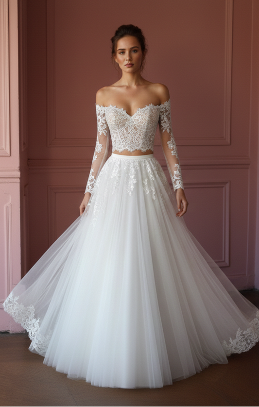 Tulle Skirt Wedding Dress Separate Long Top Options Bridal