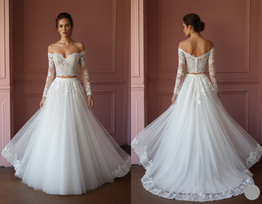 Tulle Skirt Wedding Dress Separate Long Top Options Bridal