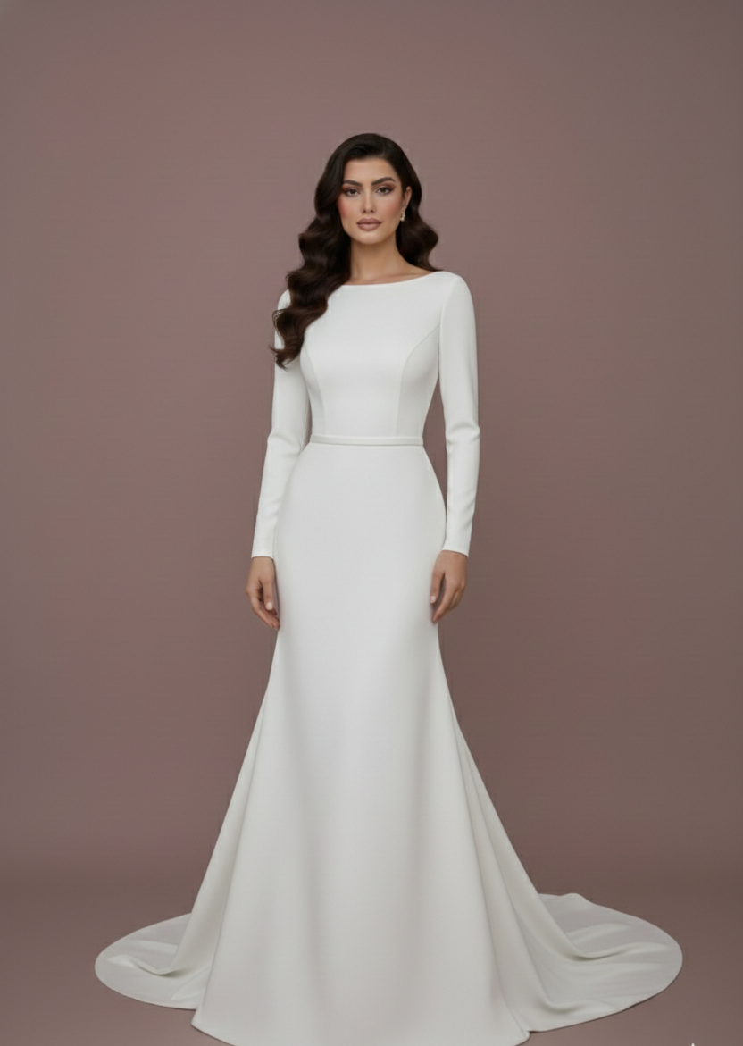 Minimalist Wedding Dress Simple and Timeless Bridal Gown WHITE