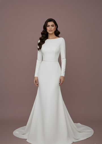 Minimalist Wedding Dress Simple and Timeless Bridal Gown WHITE