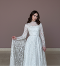 Long Sleeve Wedding Dress Muslim High Neck Modest Alternative White