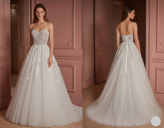 Classic Ball Gown Wedding Dress Strapless Tulle Princess