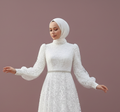 Retro Muslim Wedding Dress 1950s Style Modest High Neckline Lace