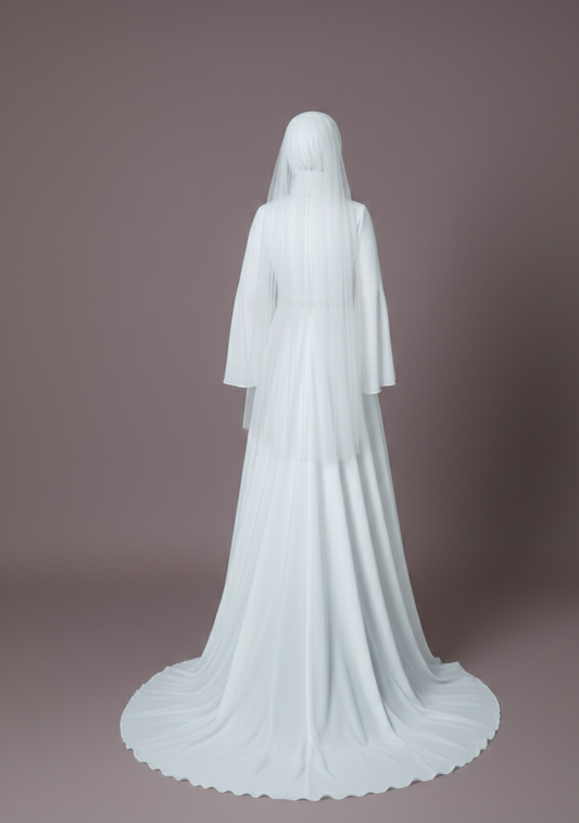 High Neck Muslim Wedding Dress Organza Modest Ruffles Classic