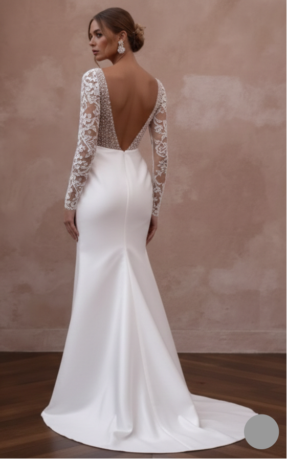 Geometric Lace Wedding Dress Modern Long Boho Style Gown