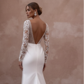 Geometric Lace Wedding Dress Modern Long Boho Style Gown