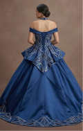 Geometric Pattern Blue Quinceañera Dress Modern Satin