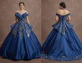 Geometric Pattern Blue Quinceañera Dress Modern Satin