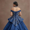 Geometric Pattern Blue Quinceañera Dress Modern Satin