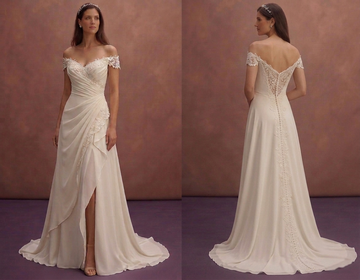 Georgette Wedding Dresses with Soft Draping