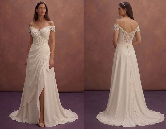 Georgette Wedding Dresses with Soft Draping