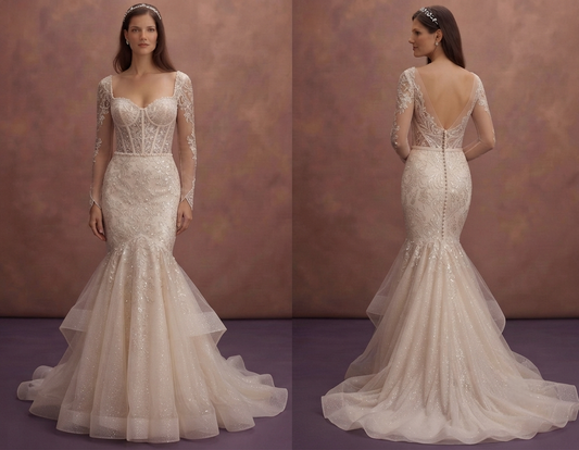 Glitter Lace Mermaid Wedding Dresses with Glamorous Style