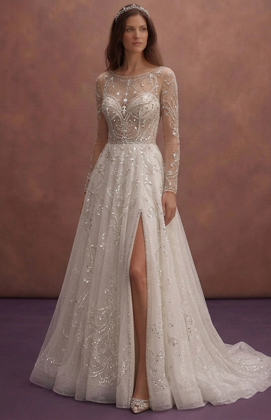 Glitter Tulle Wedding Dresses with Sparkling Elegance