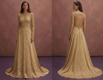 Gold Bridal Dresses with Delicate Embroidery