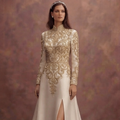 Gold Embroidered Wedding Dresses with Regal Charm