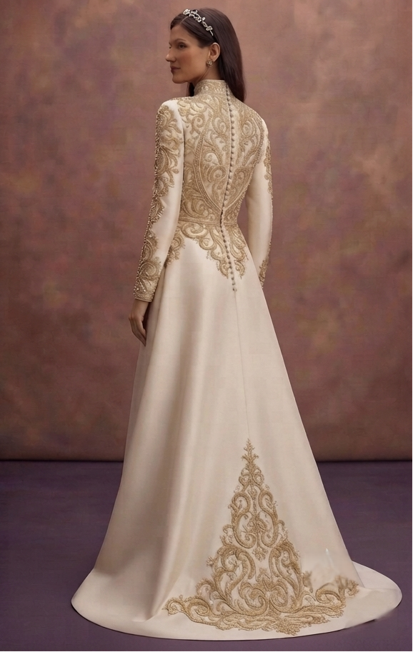 Gold Embroidered Wedding Dresses with Regal Charm