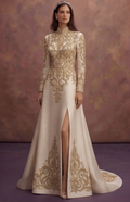 Gold Embroidered Wedding Dresses with Regal Charm