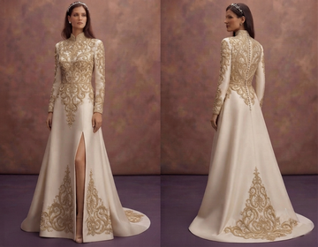 Gold Embroidered Wedding Dresses with Regal Charm