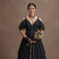 Gothic Prom Dress Black Chiffon Boho Dark Prom
