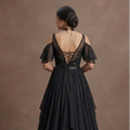 Gothic Prom Dress Black Chiffon Boho Dark Prom