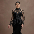 Gothic Prom Dress Black Lace Appliqué Romantic Gothic Prom