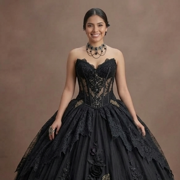 Gothic Prom Dress Black Lace Corset Dark Princess Prom