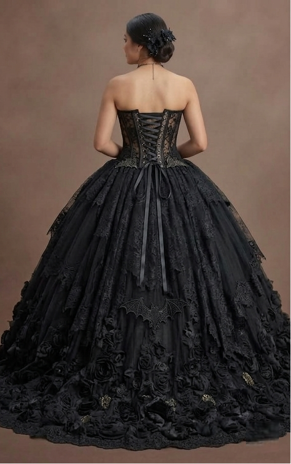 Gothic Prom Dress Black Lace Corset Dark Princess Prom