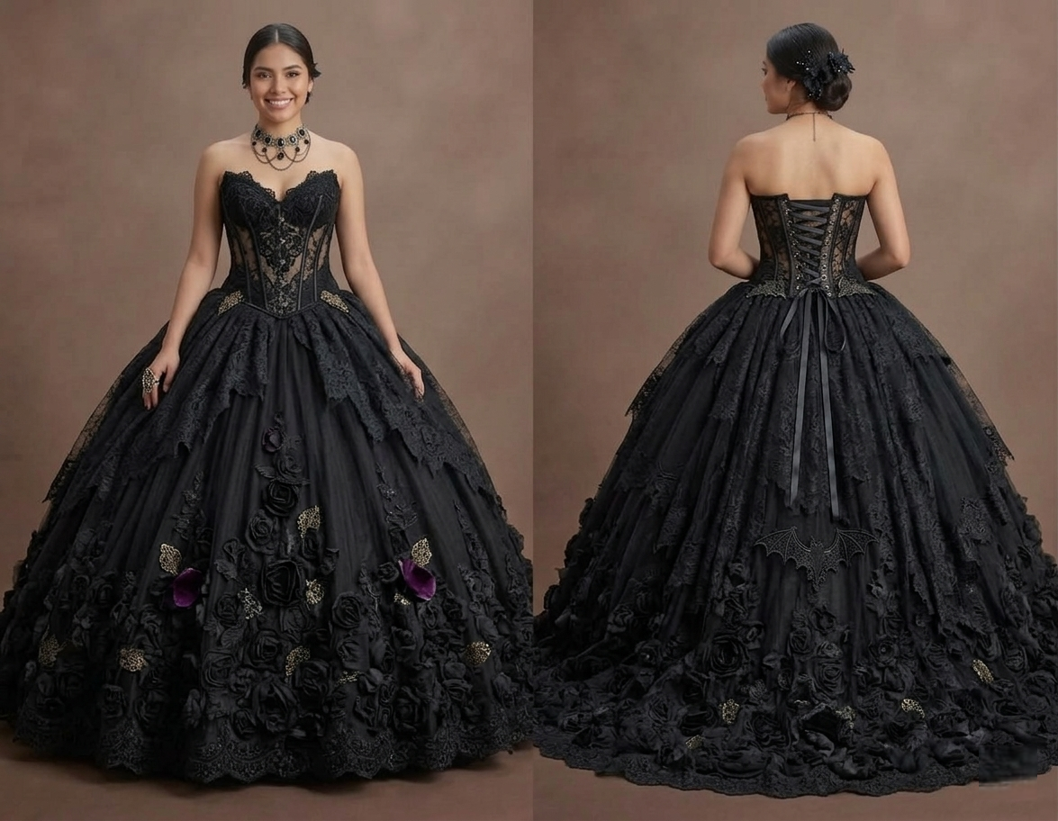 Gothic Prom Dress Black Lace Corset Dark Princess Prom