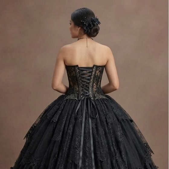 Gothic Prom Dress Black Lace Corset Dark Princess Prom