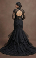 Gothic Prom Dress Black Lace Mermaid Dark Elegance Prom