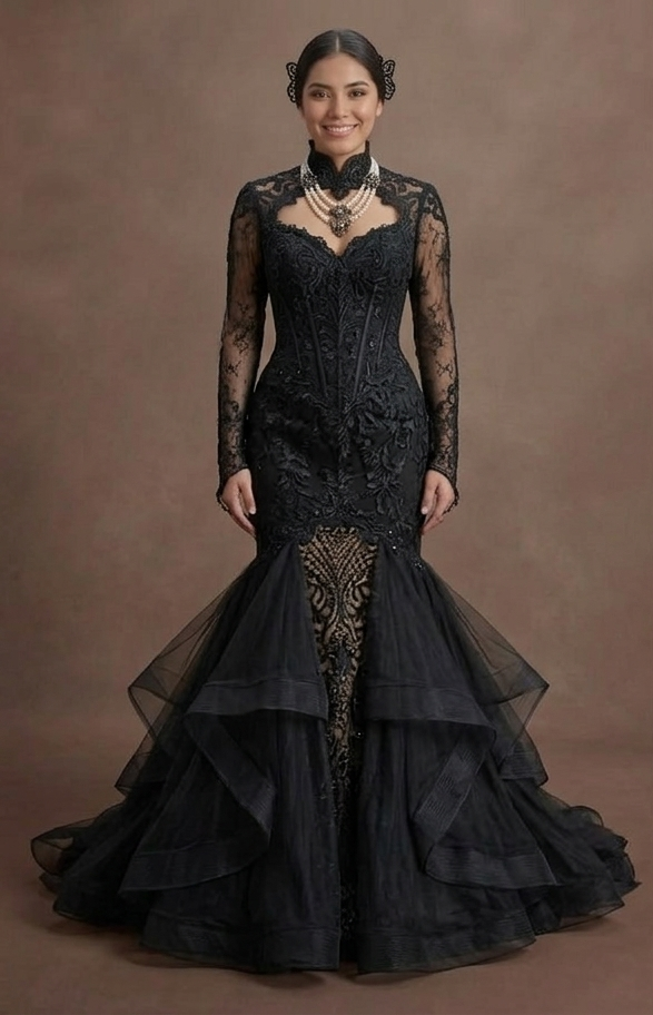 Gothic Prom Gothic Prom Dress Black Lace Mermaid Dark Elegance Prom