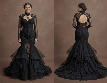 Gothic Prom Dress Black Lace Mermaid Dark Elegance Prom