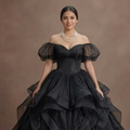 Gothic Prom Dress Black Organza Princess Gothic Ball