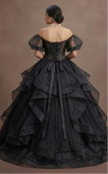 Gothic Prom Dress Black Organza Princess Gothic Ball