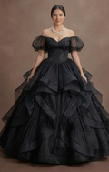 Gothic Prom Dress Black Organza Princess Gothic Ball