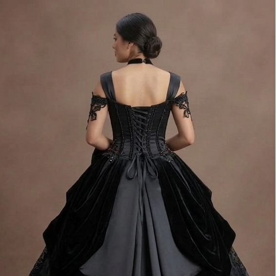 Gothic Prom Gothic Prom Dress Black Satin Corset Dark Romance Prom