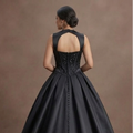Gothic Prom Dress Black Satin High Slit Glam Prom