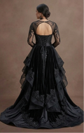 Gothic Prom Dress Black Sequin Glam Dark Prom Night