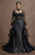 Gothic Prom Dress Black Sequin Glam Dark Prom Night