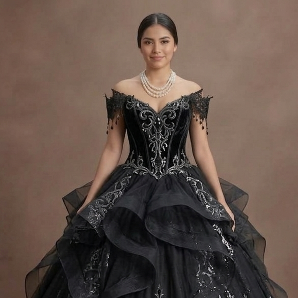 Gothic Prom Dress Black Tulle Ball Gown Dramatic Prom