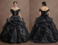 Gothic Prom Dress Black Tulle Ball Gown Dramatic Prom
