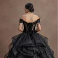 Gothic Prom Dress Black Tulle Ball Gown Dramatic Prom