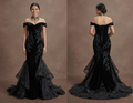 Gothic Prom Dress Black Velvet Fitted Gothic Evening