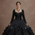 Gothic Prom Dress Black Velvet Long Sleeve Dark Royal Prom