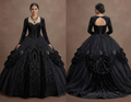 Gothic Prom Dress Black Velvet Long Sleeve Dark Royal Prom