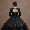 Gothic Prom Dress Black Velvet Long Sleeve Dark Royal Prom