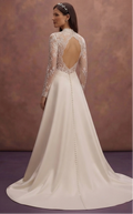Graceful Satin Bridal Gowns with Long Trains