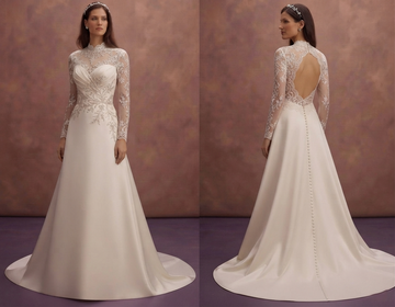 Graceful Satin Bridal Gowns with Long Trains