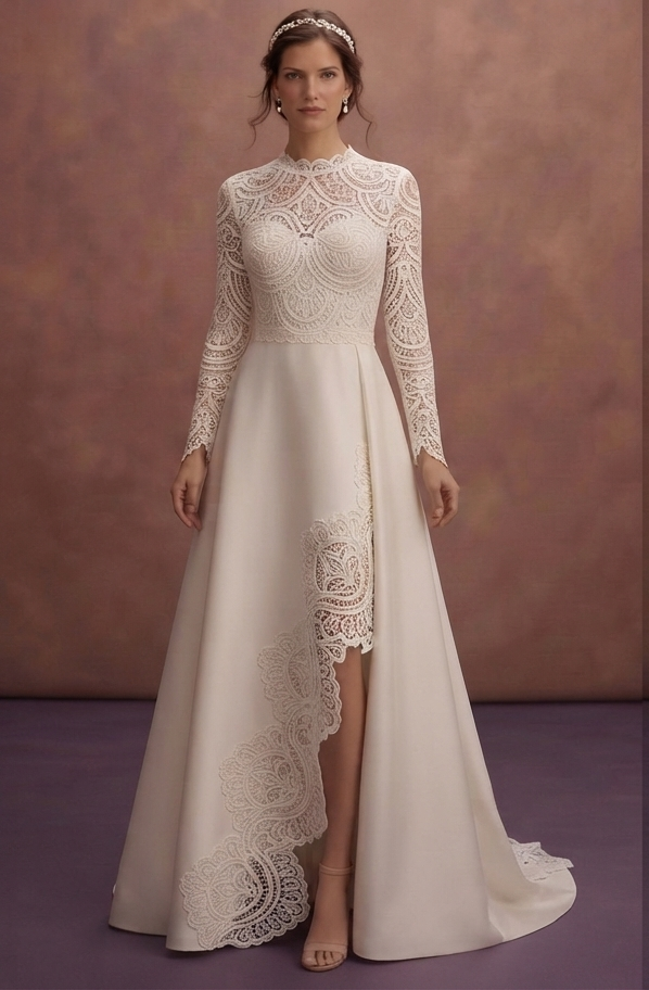 Guipure Lace Wedding Dresses with Elegant Patterns
