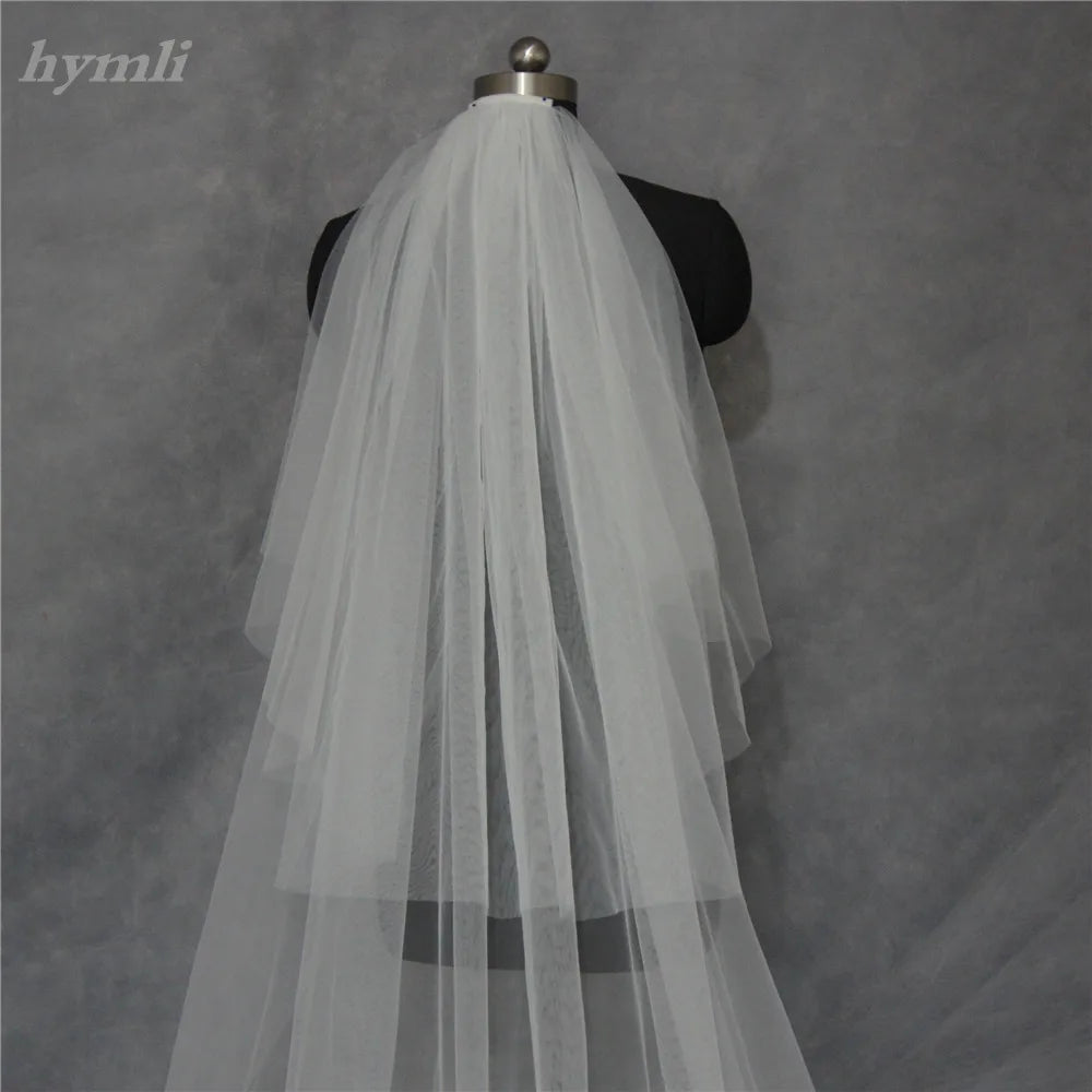 Cathedral Length Bridal Veil 2 Layer 3 Meters Popular New Style White Ivory Off-White Lace Wedding Veil for Brides